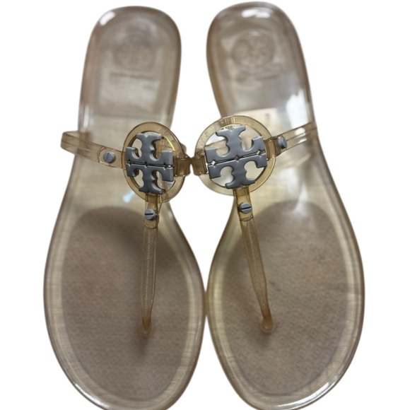 Tory Burch Mini Miller Jelly Thong Sandal Gray Women Size 9 like new. - Picture 3 of 11